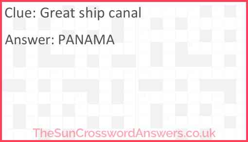 Great ship canal Answer