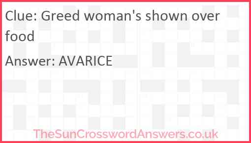 Greed woman's shown over food Answer