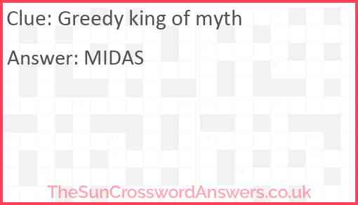 Greedy king of myth Answer