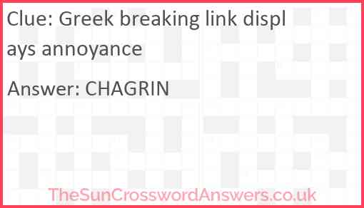 Greek breaking link displays annoyance Answer