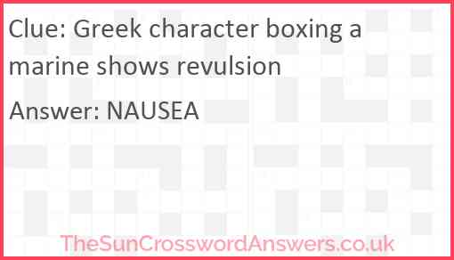 Greek character boxing a marine shows revulsion Answer