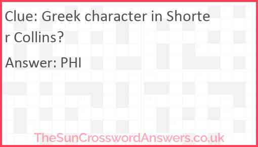 Greek character in Shorter Collins? Answer