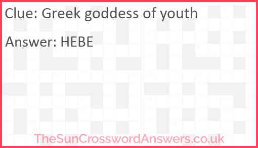 Greek goddess of youth Answer