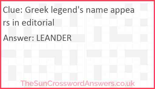 Greek legend's name appears in editorial Answer