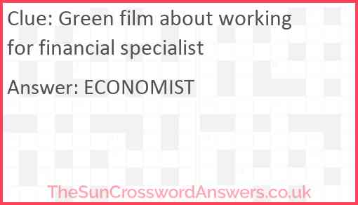 Green film about working for financial specialist Answer