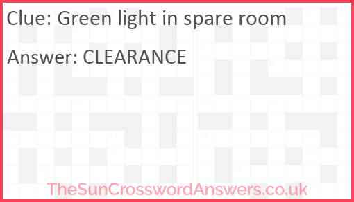 Green light in spare room Answer