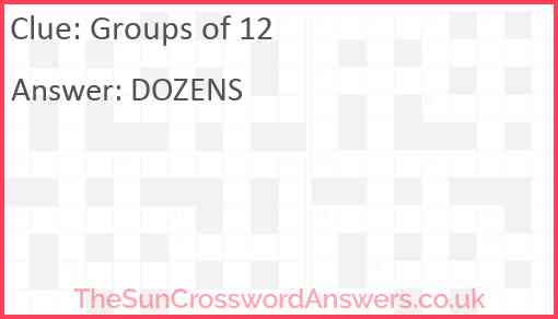 Groups of 12 Answer