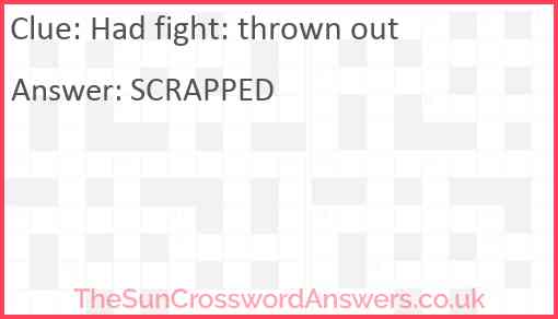 Had fight: thrown out Answer