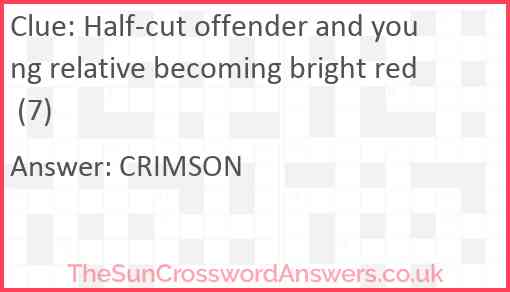 Half-cut offender and young relative becoming bright red (7) Answer