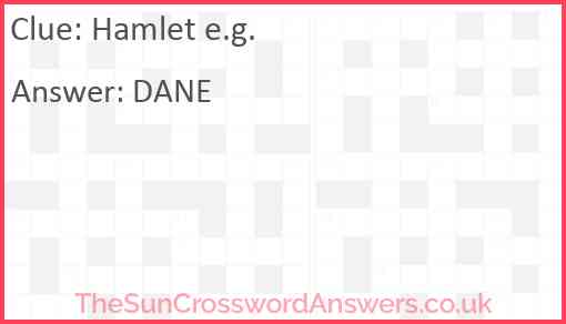 Hamlet e g crossword clue TheSunCrosswordAnswers co uk
