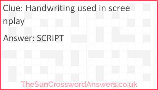 Handwriting used in screenplay Answer