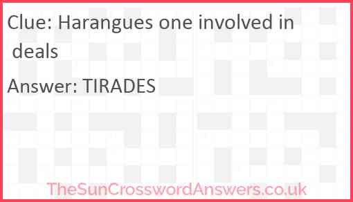 Harangues one involved in deals Answer