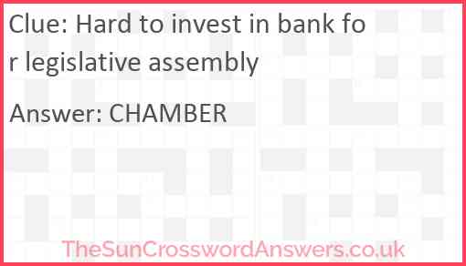 Hard to invest in bank for legislative assembly Answer