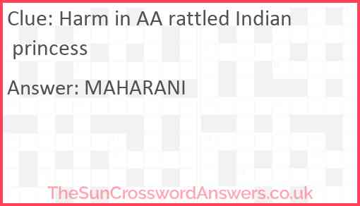 Harm in AA rattled Indian princess Answer
