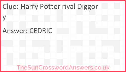 Harry Potter rival Diggory crossword clue TheSunCrosswordAnswers co uk