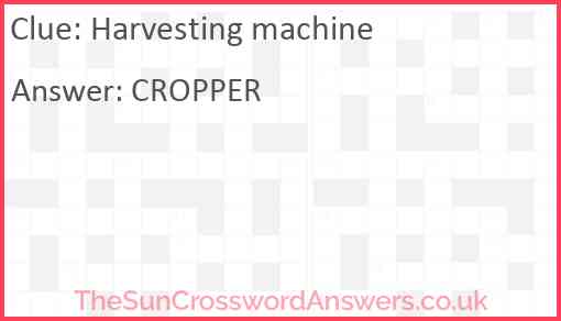 Harvesting machine Answer