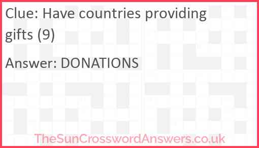 Have countries providing gifts (9) Answer