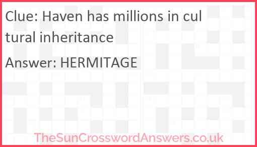 Haven has millions in cultural inheritance Answer