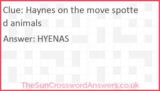 Haynes on the move spotted animals Answer