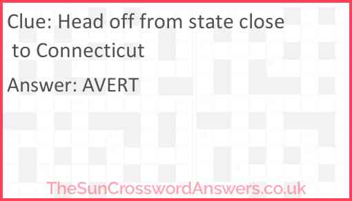 Head off from state close to Connecticut Answer