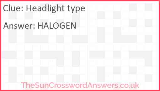 Headlight type Answer