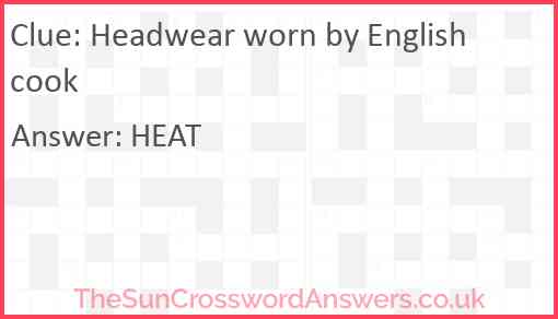 Headwear worn by English cook Answer
