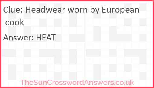Headwear worn by European cook Answer