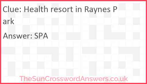 Health resort in Raynes Park Answer