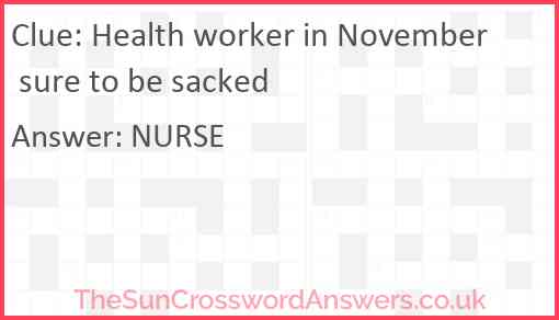 Health worker in November sure to be sacked Answer