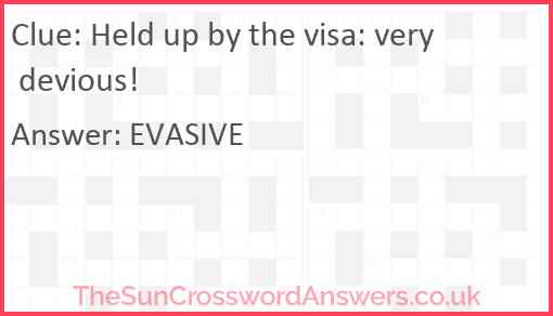 Held up by the visa: very devious! Answer