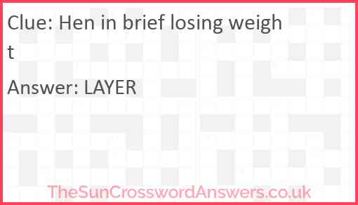 Hen in brief losing weight Answer