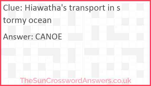 Hiawatha's transport in stormy ocean Answer