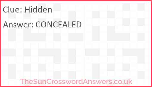 Hidden crossword clue TheSunCrosswordAnswers co uk
