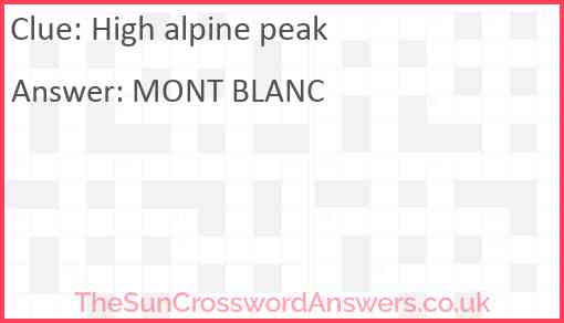 High alpine peak Answer