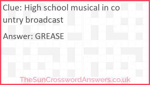 High school musical in country broadcast Answer