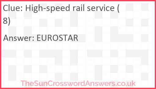 High-speed rail service (8) Answer