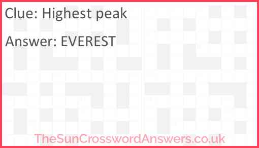 Highest peak Answer