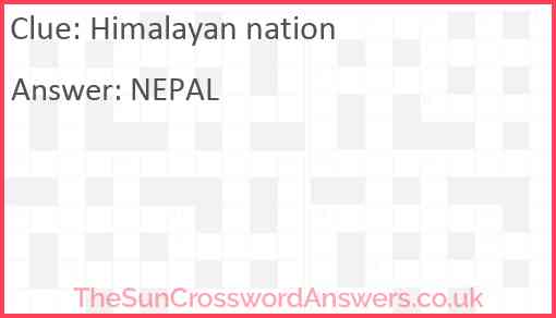 Himalayan nation Answer