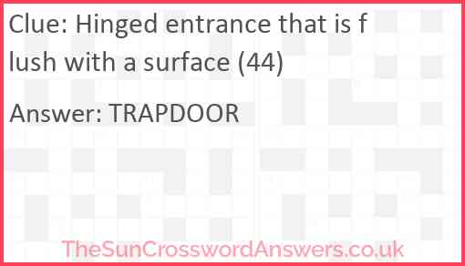 Hinged entrance that is flush with a surface (44) Answer