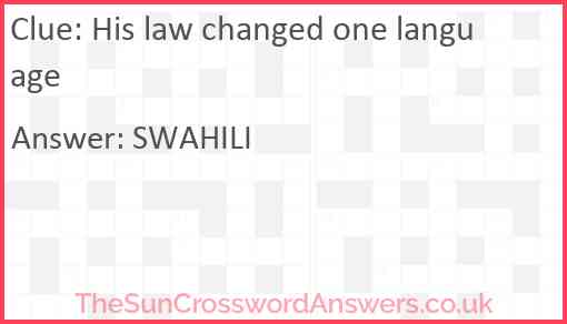 His law changed one language Answer