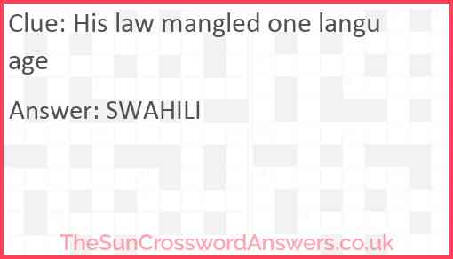 His law mangled one language Answer
