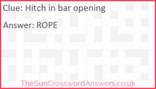 Hitch in bar opening Answer