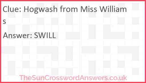 Hogwash from Miss Williams Answer