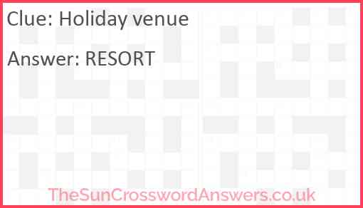 Holiday venue Answer