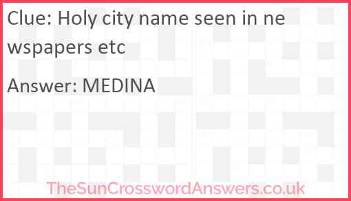 Holy city name seen in newspapers etc Answer