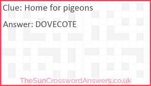 Home for pigeons Answer
