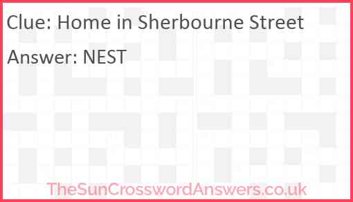 Home in Sherbourne Street Answer