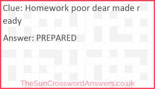 Homework poor dear made ready Answer
