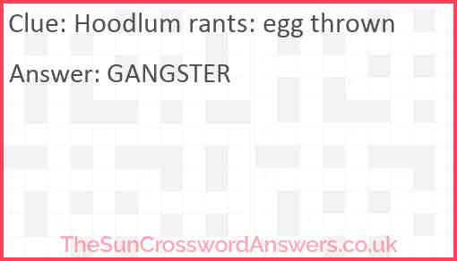 Hoodlum rants: egg thrown Answer
