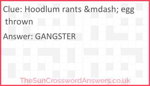 Hoodlum rants &mdash; egg thrown Answer